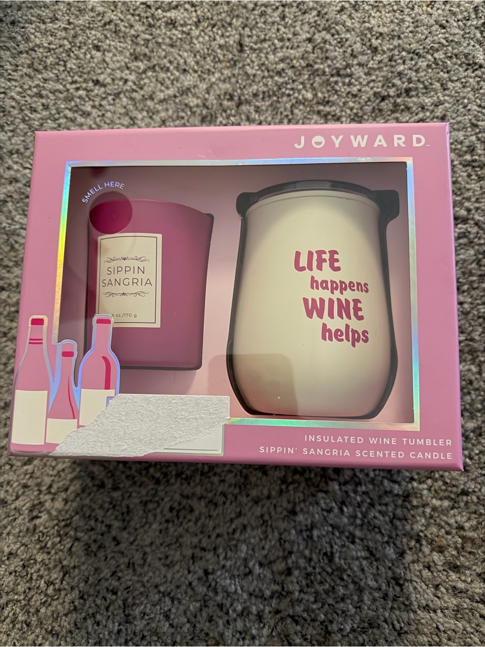 Sippin' Sangria Pink Insulated Wine Tumbler & Candle Gift Set